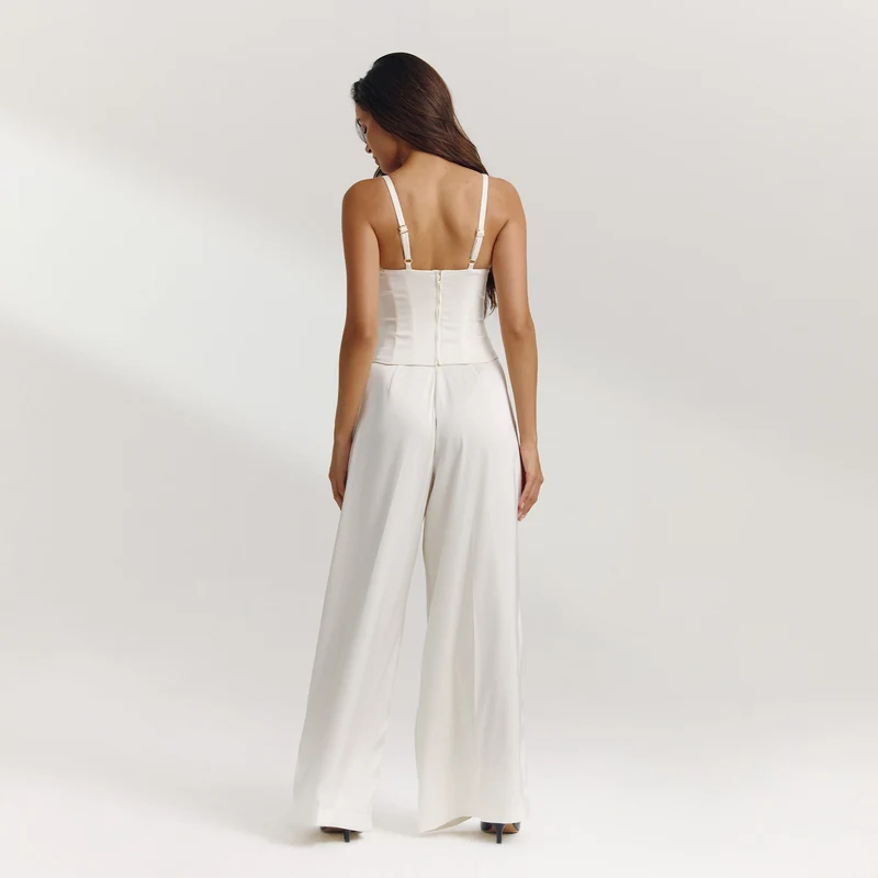 Pantalon Large en Satin - Écru