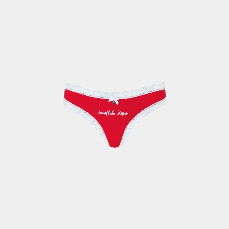Lot de Strings Flocon de Neige (Pack de 2) - Rouge/Blanc