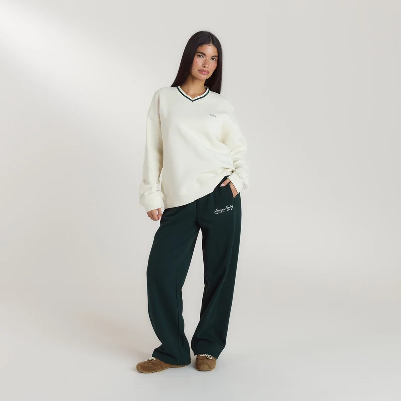 Pull à Col en V Lounge Living - Crème