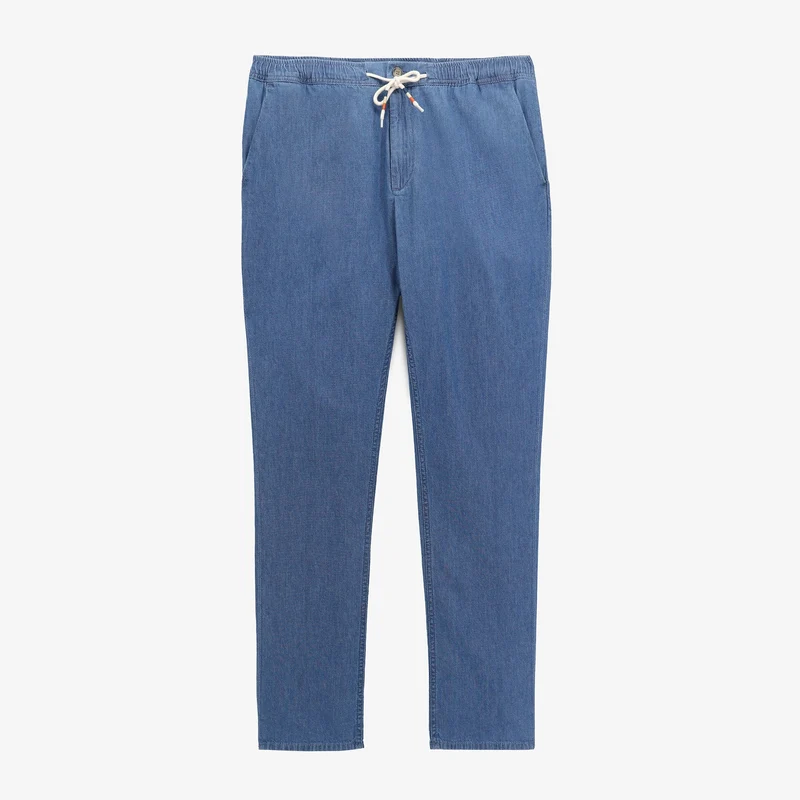 Chino 738 chambray coupe large taille élastiquée bleu denim