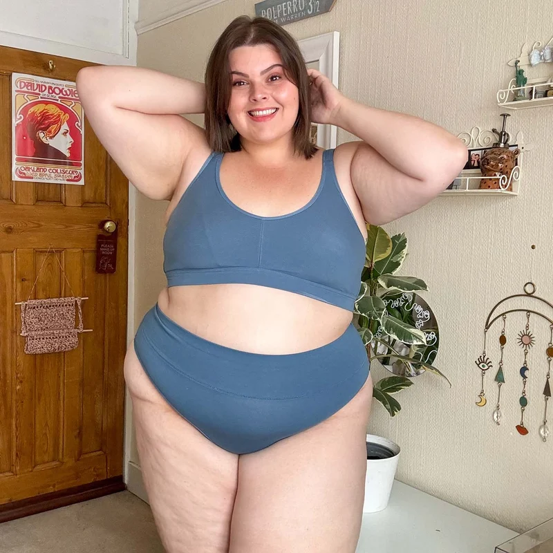 Organic Cotton Cheeky High Leg Knickers - Denim