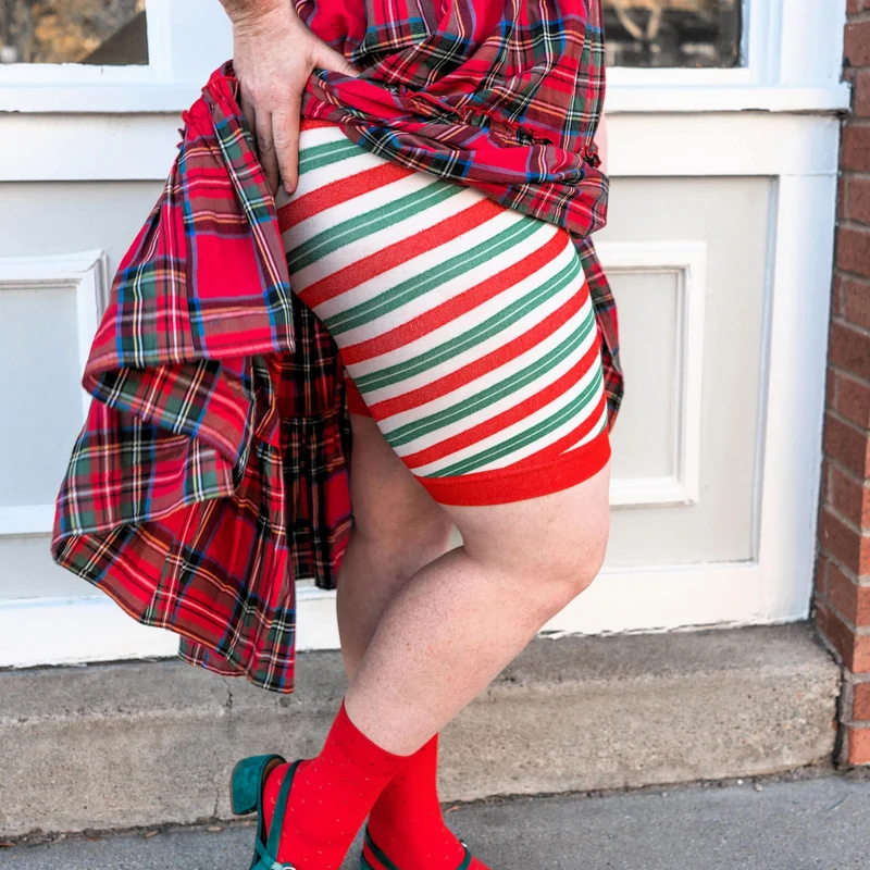 Christmas Tights Chub Rub Shorts - Candied