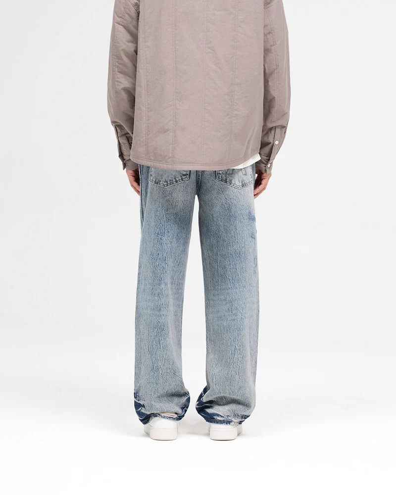 R3 Distressed Baggy Denim - Blue Cream