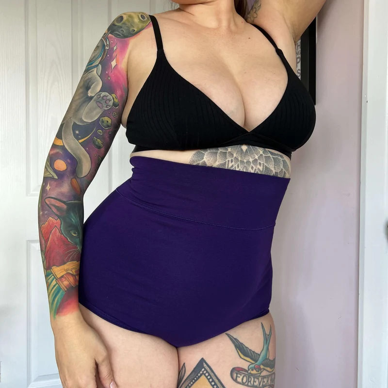 Organic Cotton Super High Waist Knickers - Suffragette Purple