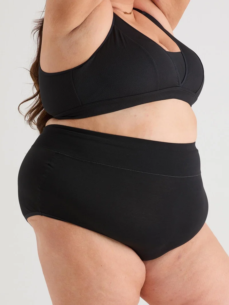 Organic Cotton Super High Waist Knickers - Black