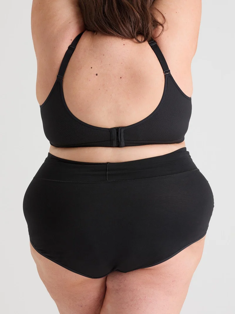 Organic Cotton Super High Waist Knickers - Black