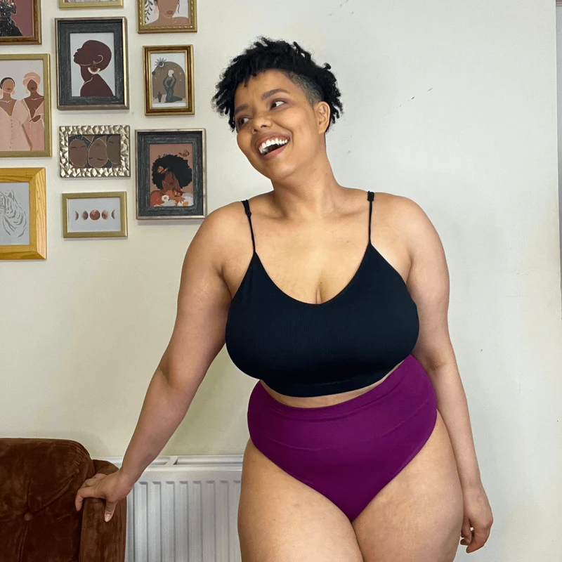Organic Cotton Cheeky High Leg Knickers - Figgy Pudding
