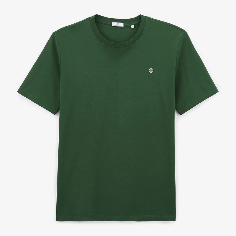 T-shirt col rond Théo en coton vert militaire