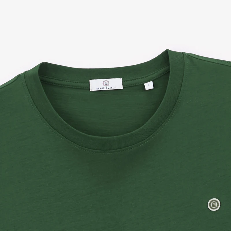 T-shirt col rond Théo en coton vert militaire