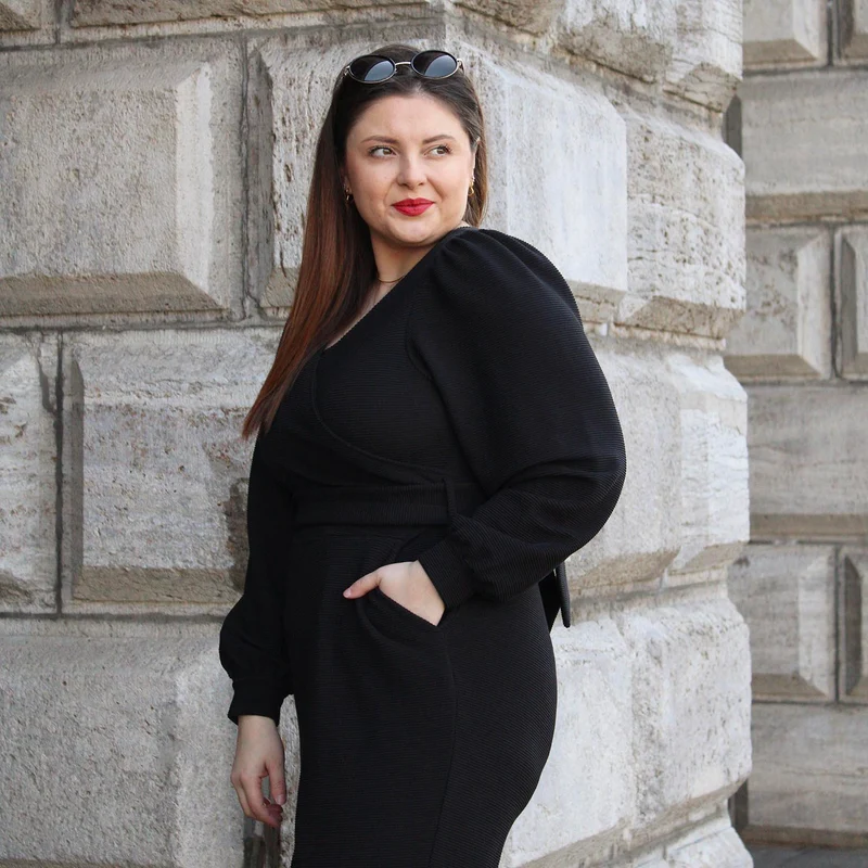 Ottoman Long Sleeve Wrap Jumpsuit - Black