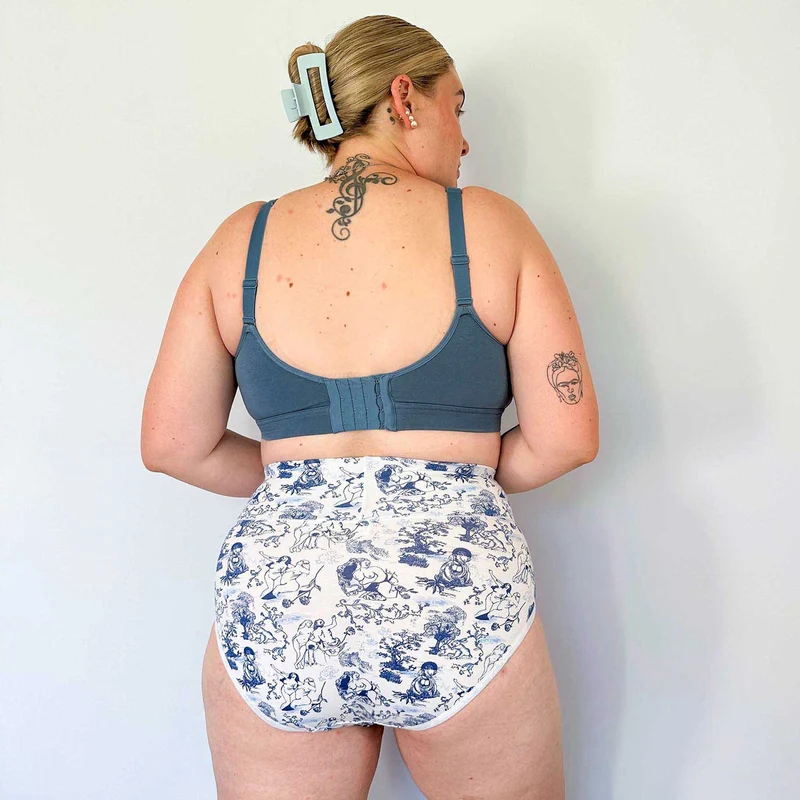 Organic Cotton Full Brief Knickers - Passion au Jardin - L'Amour Bleu