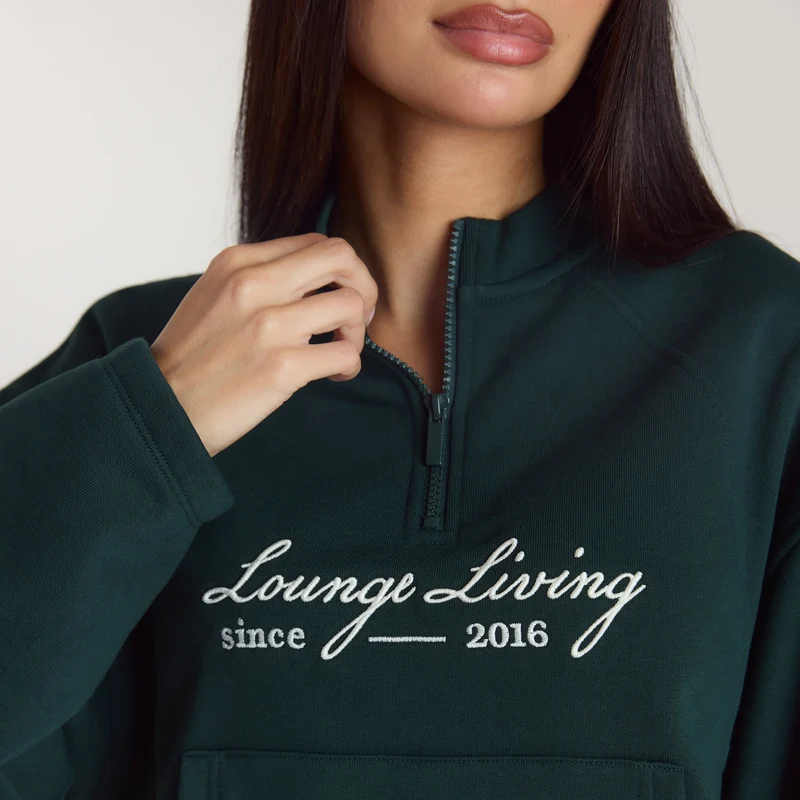 Pull avec Quart de Zip Lounge Living - Vert Forêt