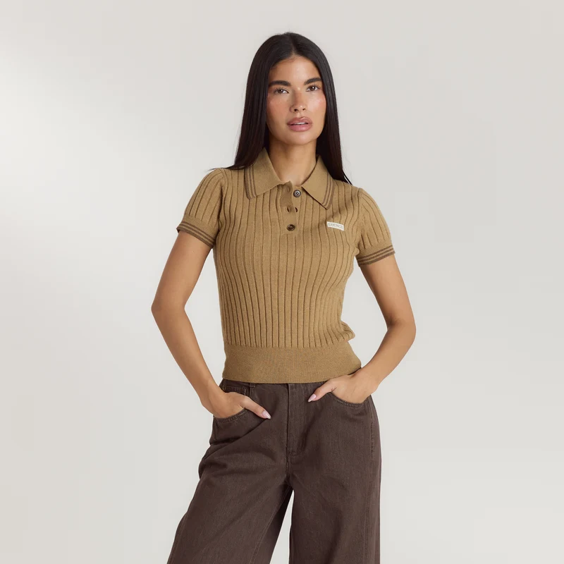 Polo en Maille - Beige