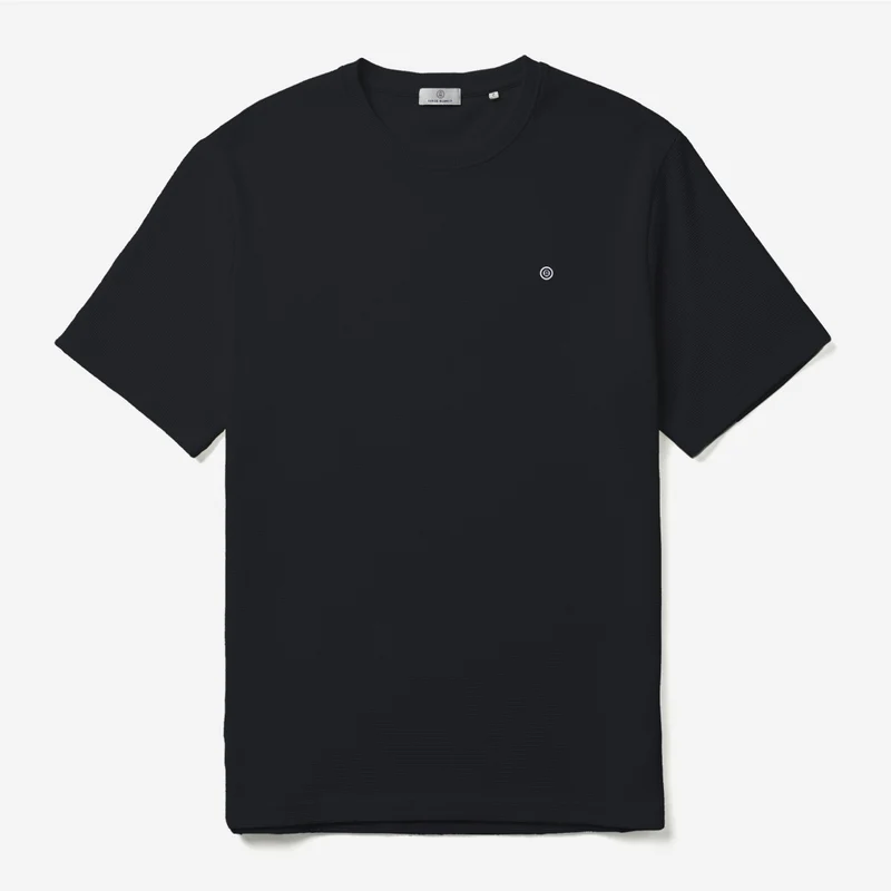 T-shirt col rond en coton gaufré Théo bleu marine