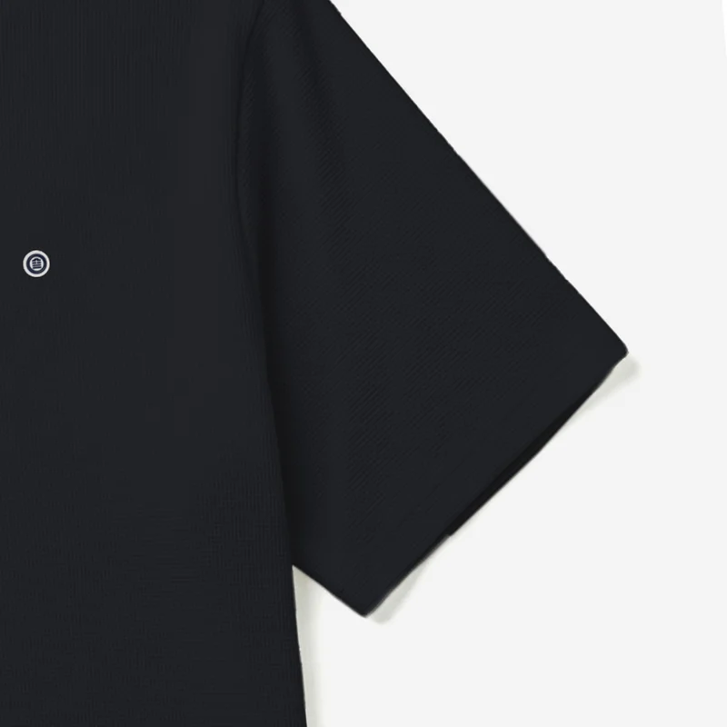 T-shirt col rond en coton gaufré Théo bleu marine