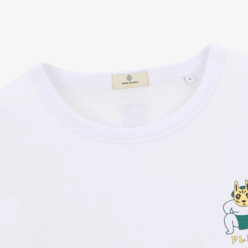 T-shirt col rond en jersey de coton imprimé sumo sur la poitrine