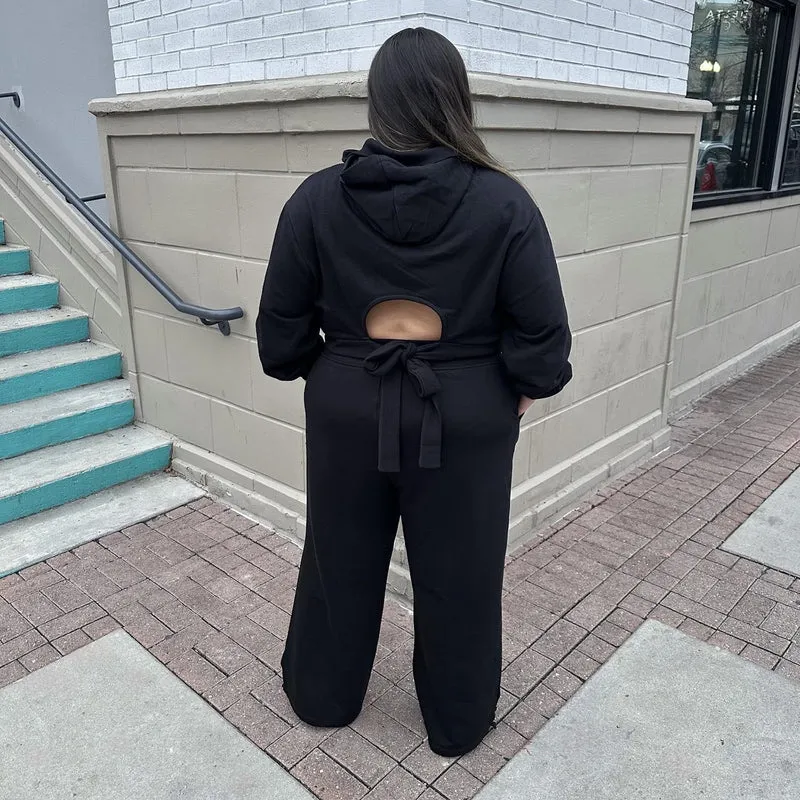 Organic Cotton Adjustable Joggers - Black