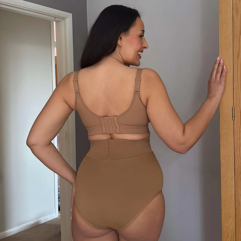 Organic Cotton Super High Waist Knickers - Caramel