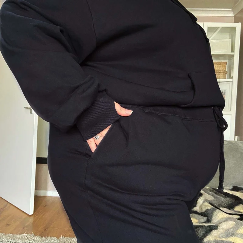 Organic Cotton Wide Leg Joggers - Black