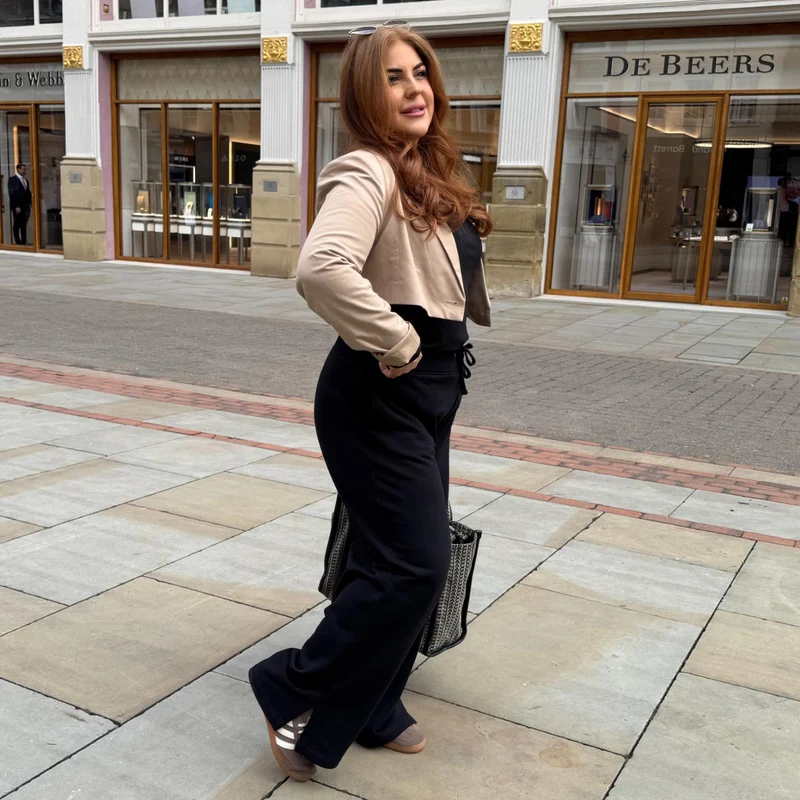 Organic Cotton Wide Leg Joggers - Black