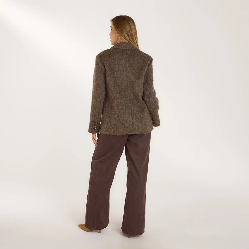 Blazer Oversize en Mélange de Laine - Vison