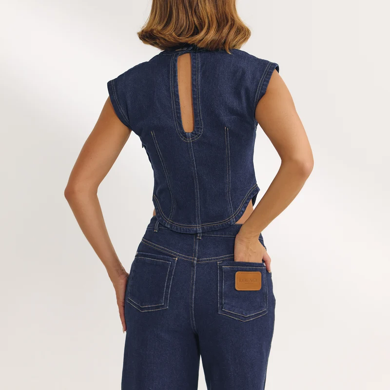 Top Ajusté en Denim - Indigo