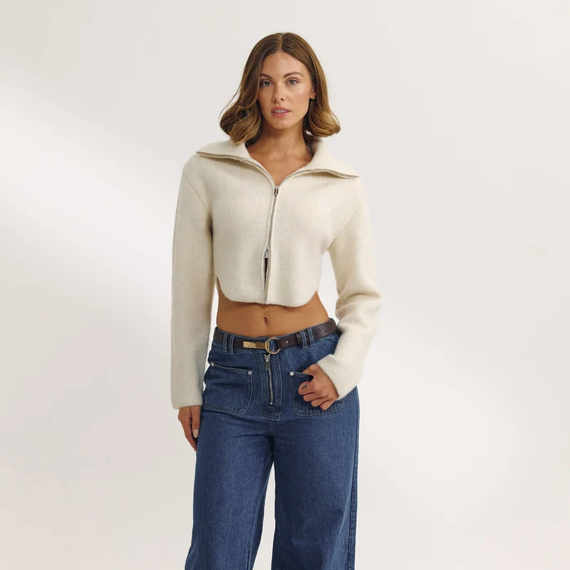 Veste Structurée en Maille - Crème
