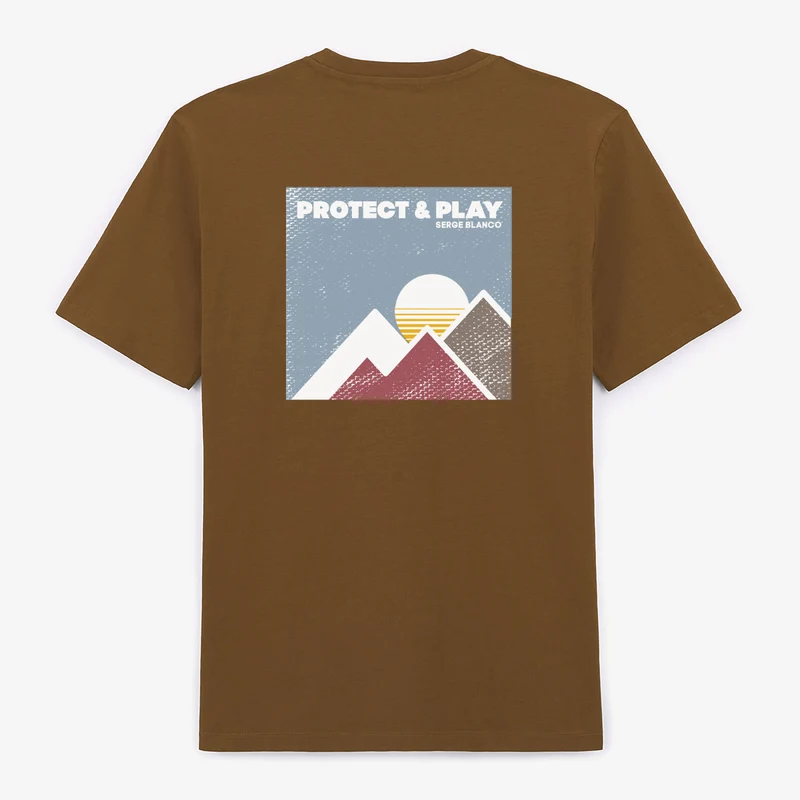 T-shirt manches courtes en coton printé fauve