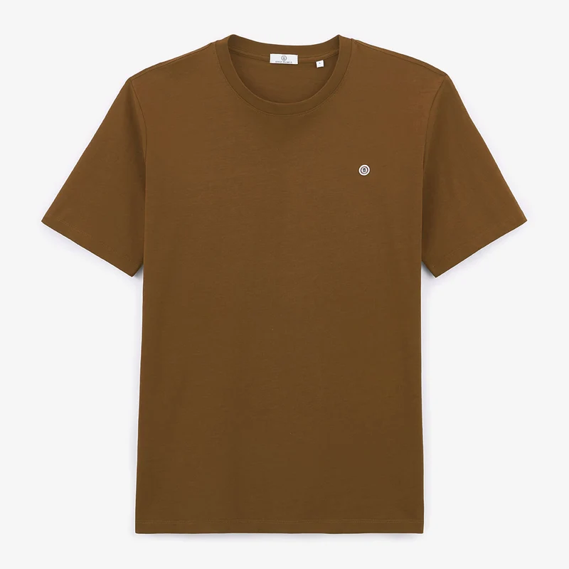 T-shirt manches courtes en coton printé fauve