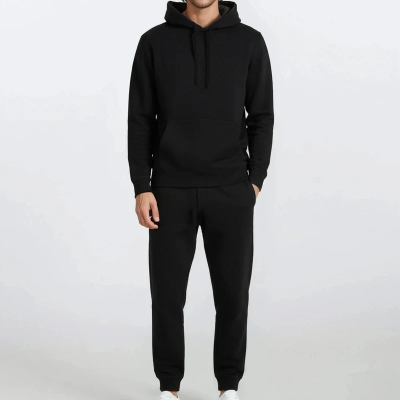 Jogging en molleton gratté noir en coton