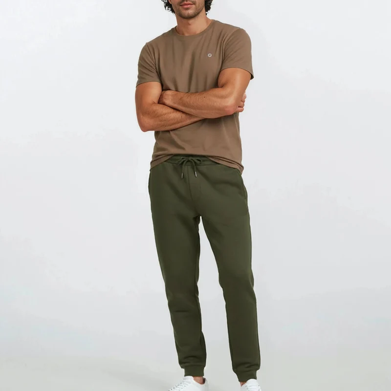 Jogging en molleton gratté vert army en coton