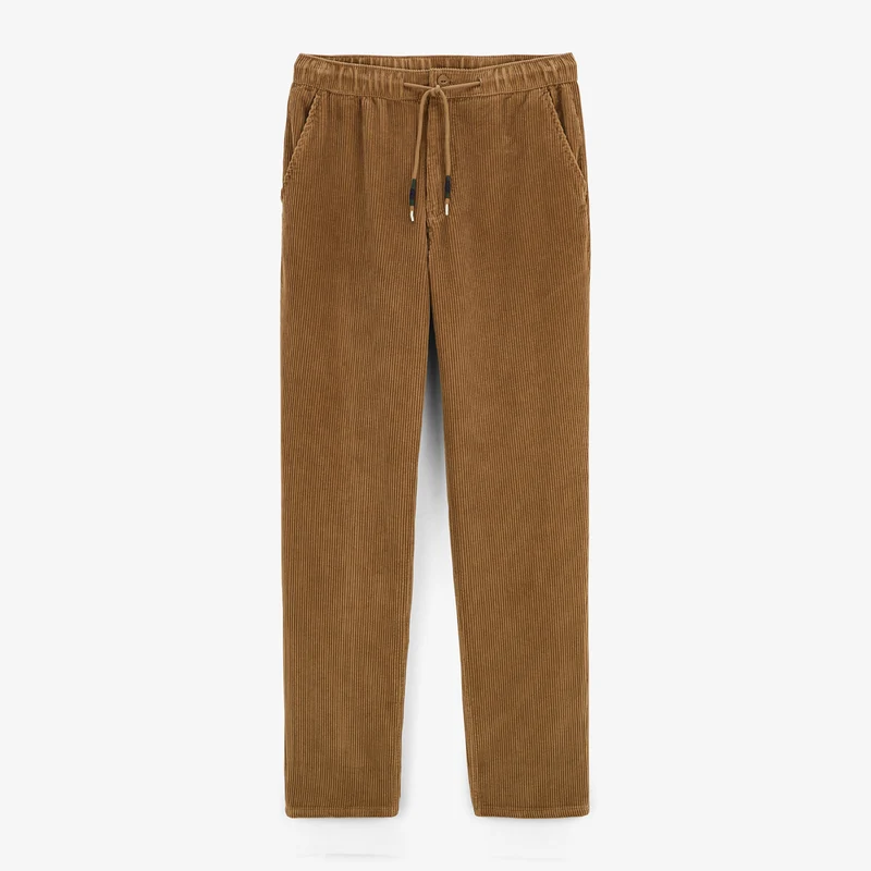Pantalon 549 velours côtelé regular confort taille élastiquée marron noisette