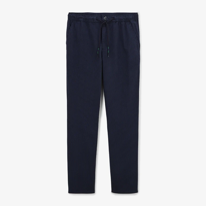 Pantalon 554 coupe large rayé bleu foncé en coton