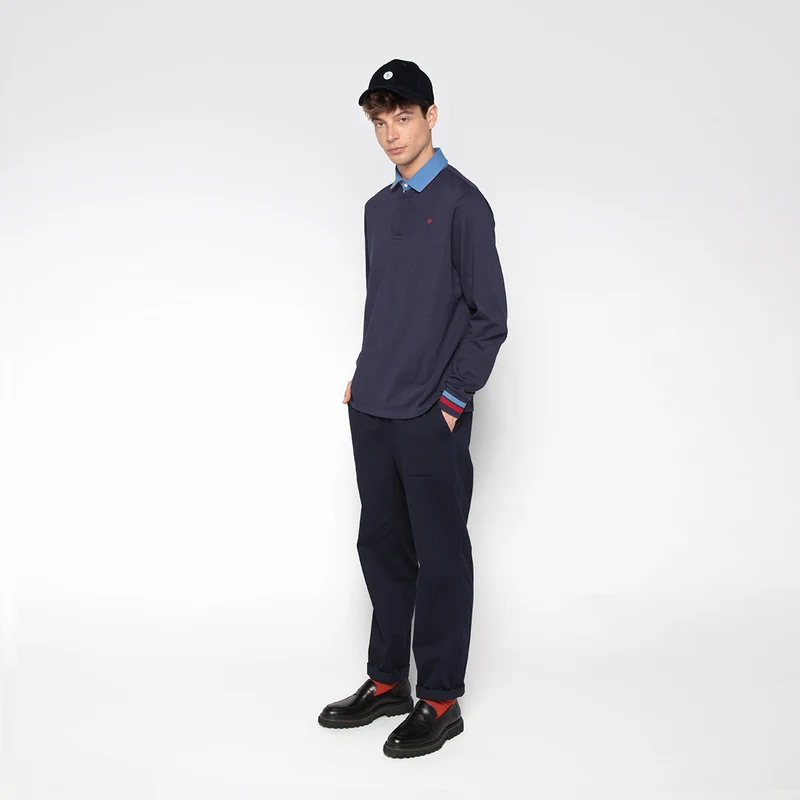 Pantalon 550 en coton coupe large élastique bleu marine