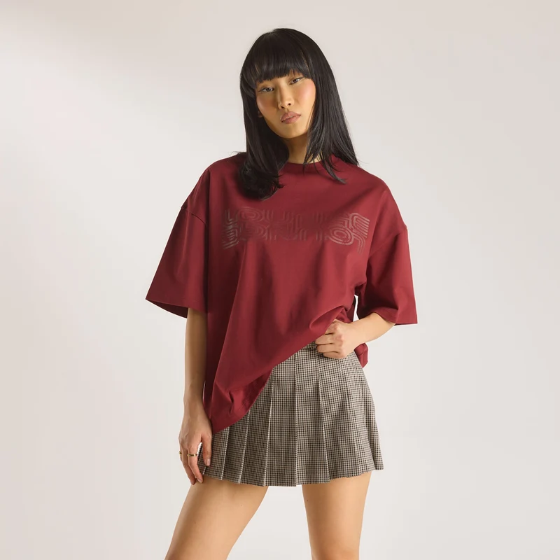 T-shirt Graphique Oversize - Bordeaux