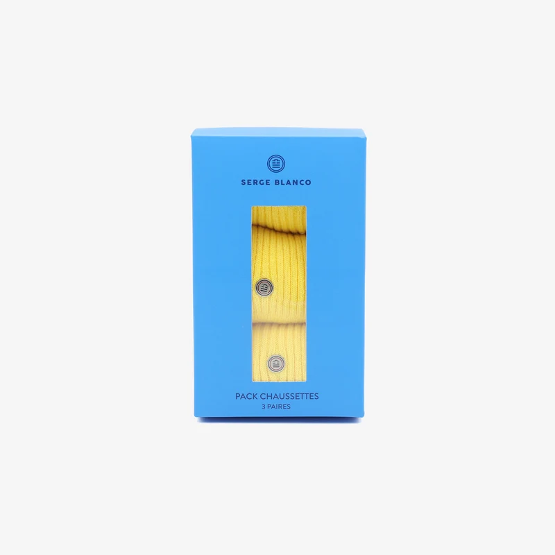 Pack 3 paires de chaussettes longues unies jaune citron