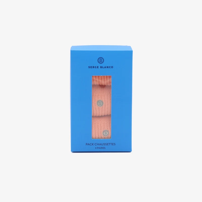 Pack 3 paires de chaussettes longues unies orange corail
