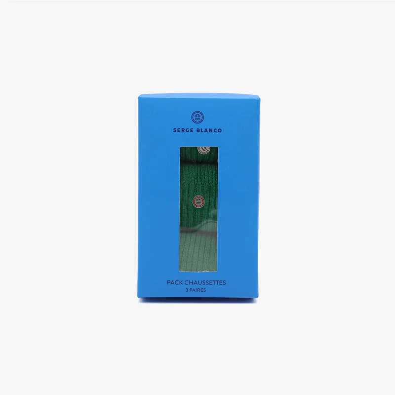 Pack 3 paires de chaussettes longues unies vert mint