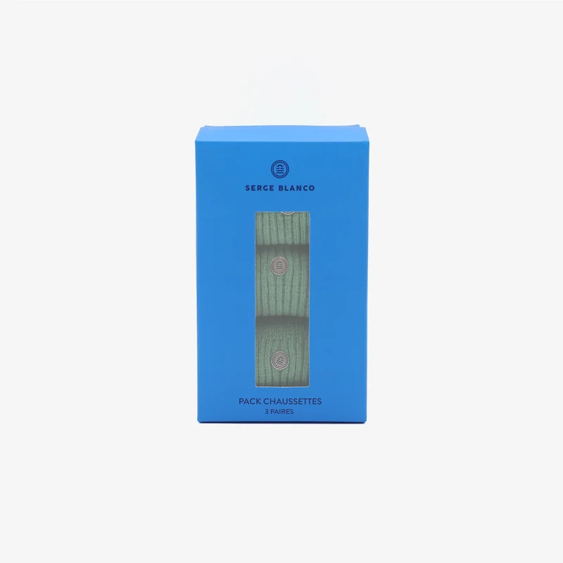 Pack 3 paires de chaussettes longues unies vert amande