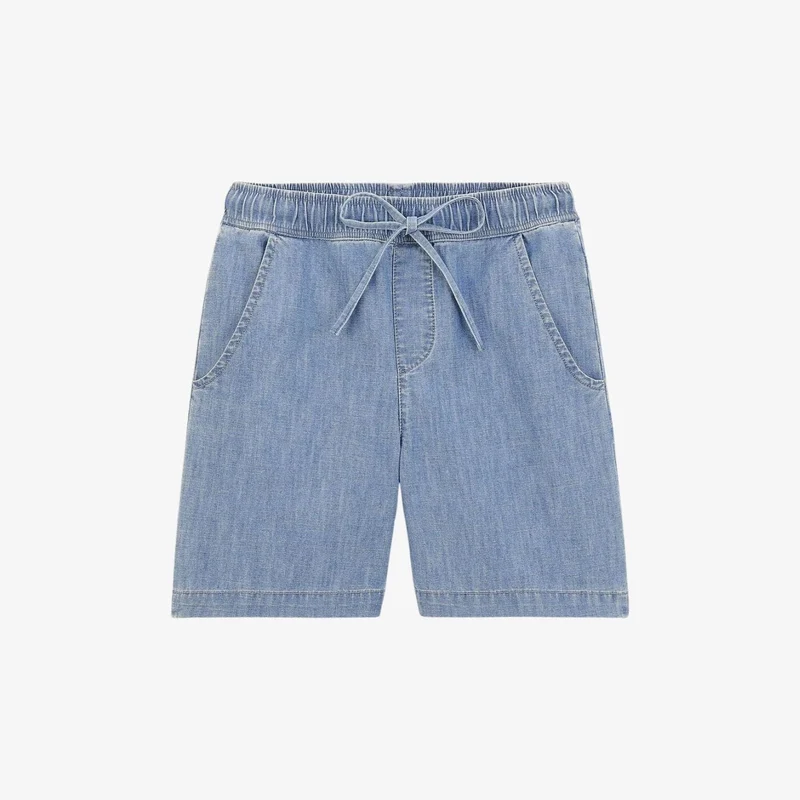 Short taille élastique garçon bleu denim