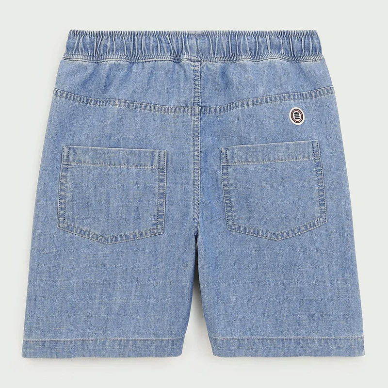 Short taille élastique garçon bleu denim