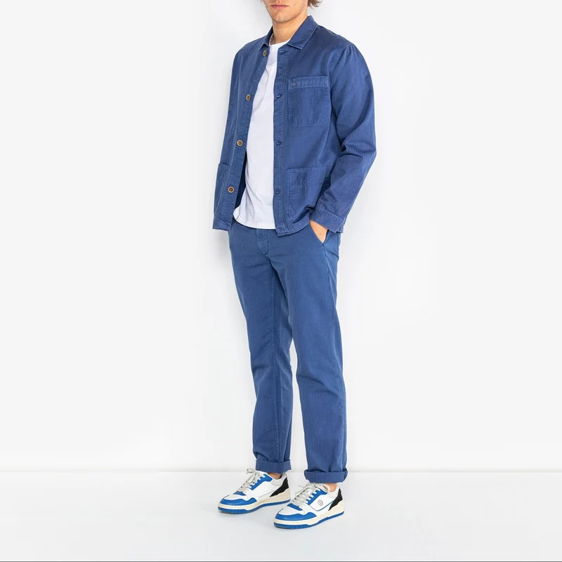 Chino 743 élastiqué à chevrons bleu nation coupe large