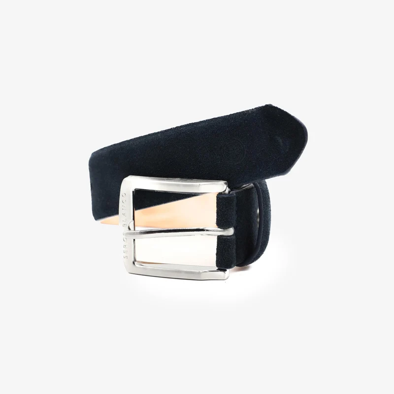 Ceinture en nubuck réglable bleu marine
