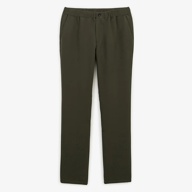Chino coupe regular stretch taille élastiquée vert kaki 549