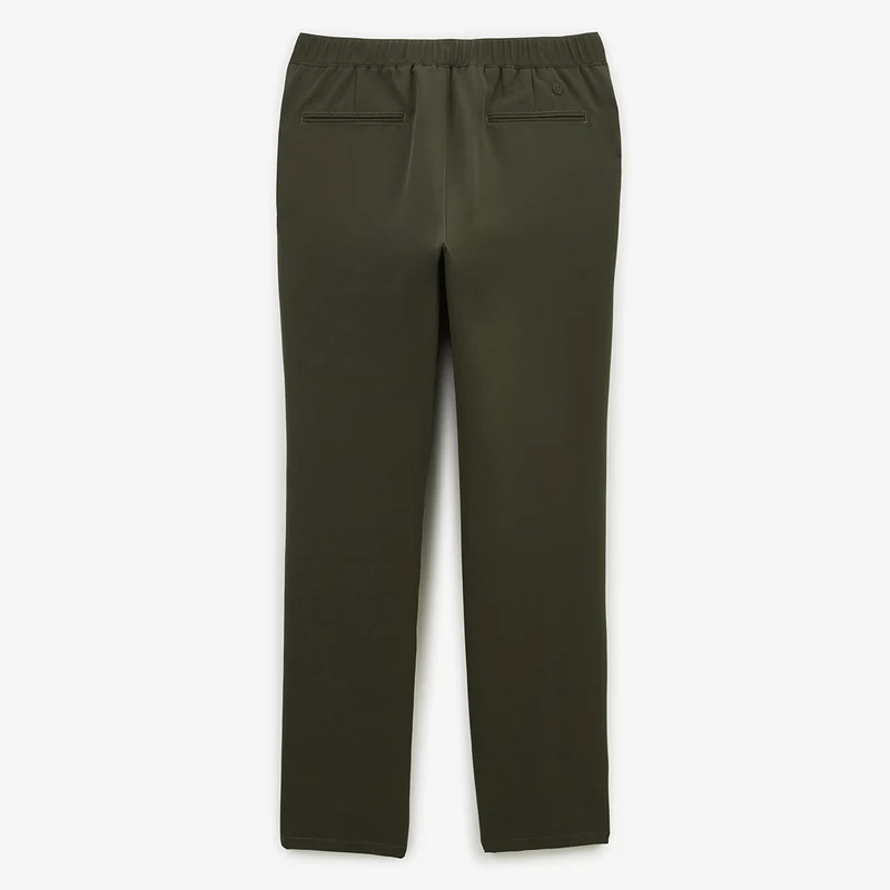 Chino coupe regular stretch taille élastiquée vert kaki 549