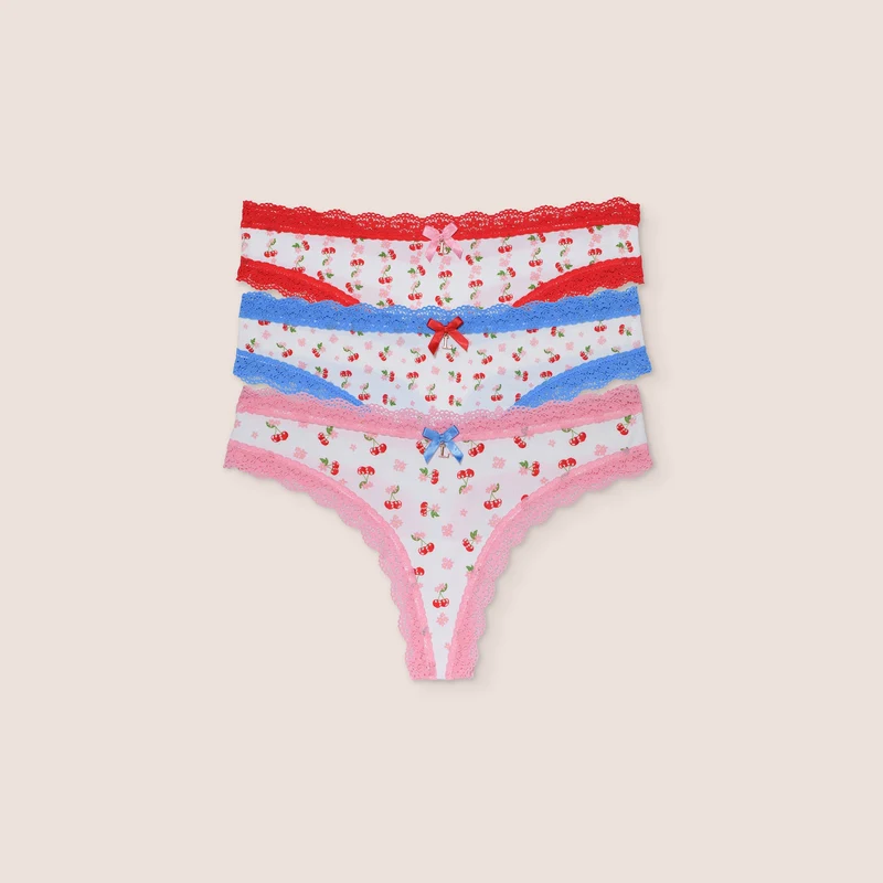 Imprimé Cerise String (Pack de 3) - Multi