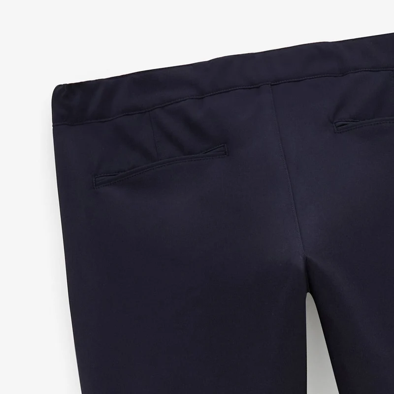 Pantalon stretch droit avec taille élastiquée bleu foncé