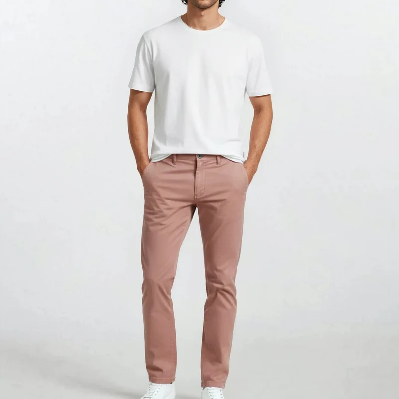 Chino 702 coupe droite confort rose nude en coton