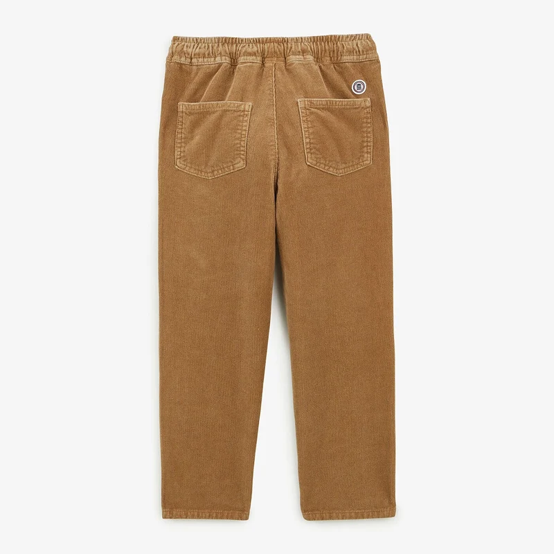 Chino velours 734 garçon avec taille élastique beige coupe droite confort
