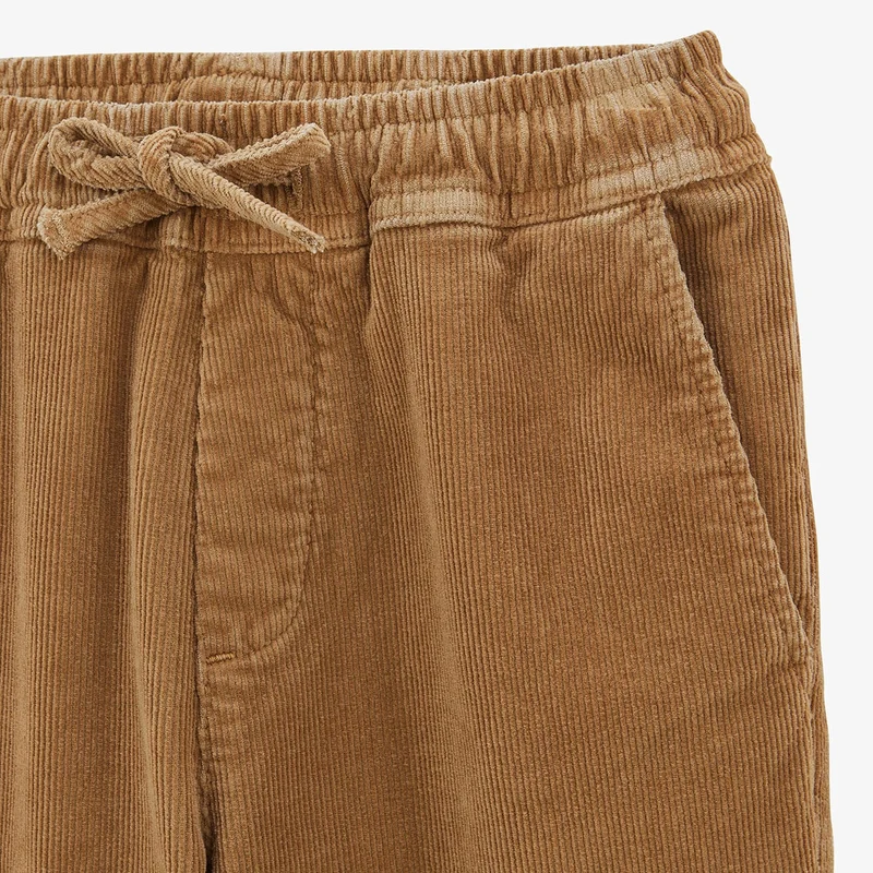 Chino velours 734 garçon avec taille élastique beige coupe droite confort